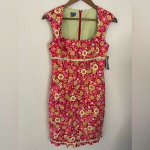 Muse floral capped sleeve ruffled midi dress SZ 2